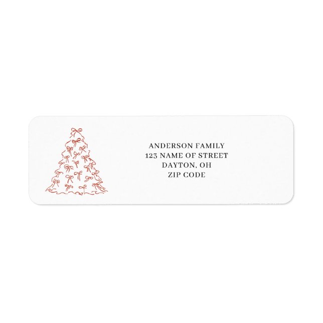 Modern Scribble Bow Christmas Return Address  (Front)