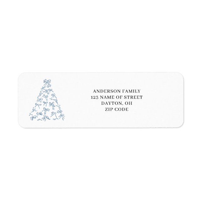Modern Scribble Bow Christmas Return Address  (Front)