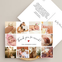 Modern Script 10 Photo Collage New Baby Thank You