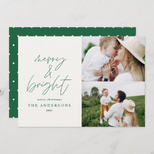 Modern script 1 photo merry & bright Christmas