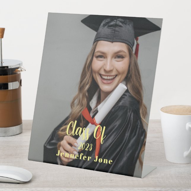 Modern Script 2023 Custom Graduation Photo  Pedestal Sign (In SItu)