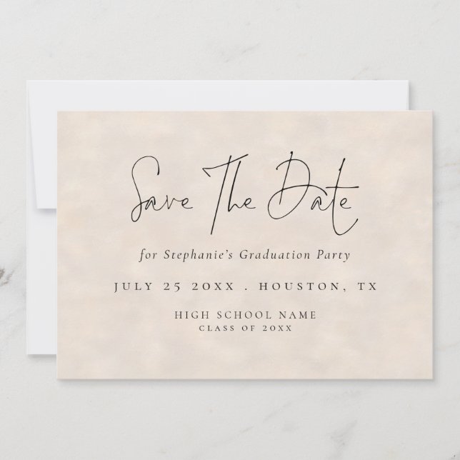 Modern Script 2025 Cream Texture Graduation Save The Date (Front)