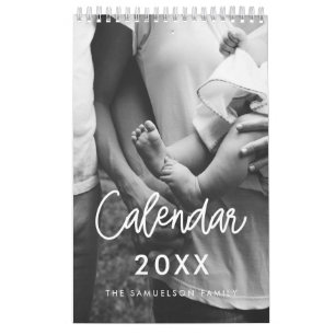 Modern script 2026 family photo calendar