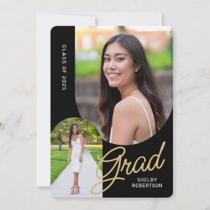 Modern Script 2 Arched Photos Graduation Announcement