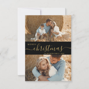 Modern Script 2 Photo Collage Christmas Card