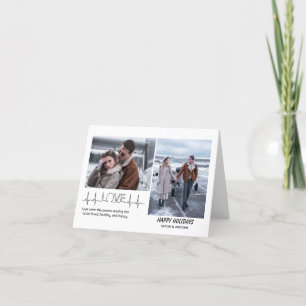 Modern Script 2 Photo Collage Folded Holiday Card