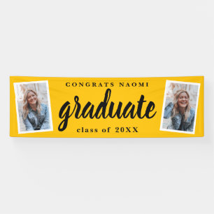 Modern Script 2 Photo Graduation Party Banner
