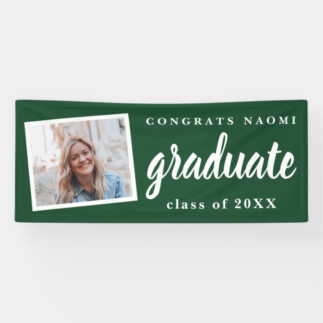 Modern Script 2 Photo Graduation Party Banner (Horizontal)