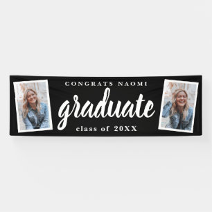 Modern Script 2 Photo Graduation Party Banner
