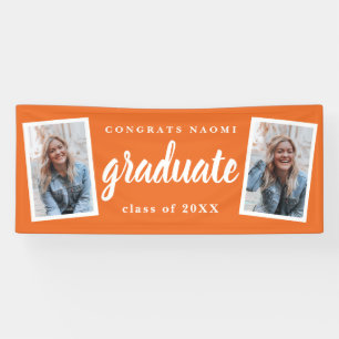 Modern Script 2 Photo Graduation Party Banner