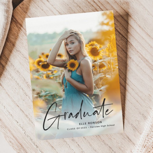 Modern Script 2 Photo Graduation Party Invitation (Creator Uploaded)