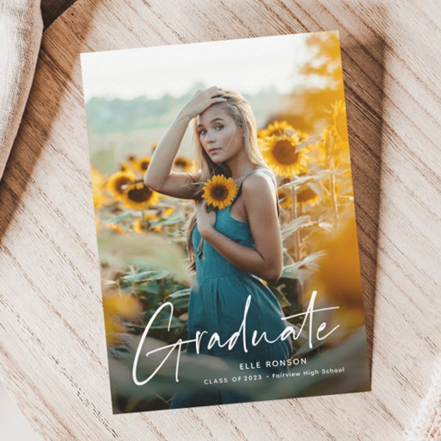 Modern Script 2 Photo Graduation Party Invitation (Creator Uploaded)