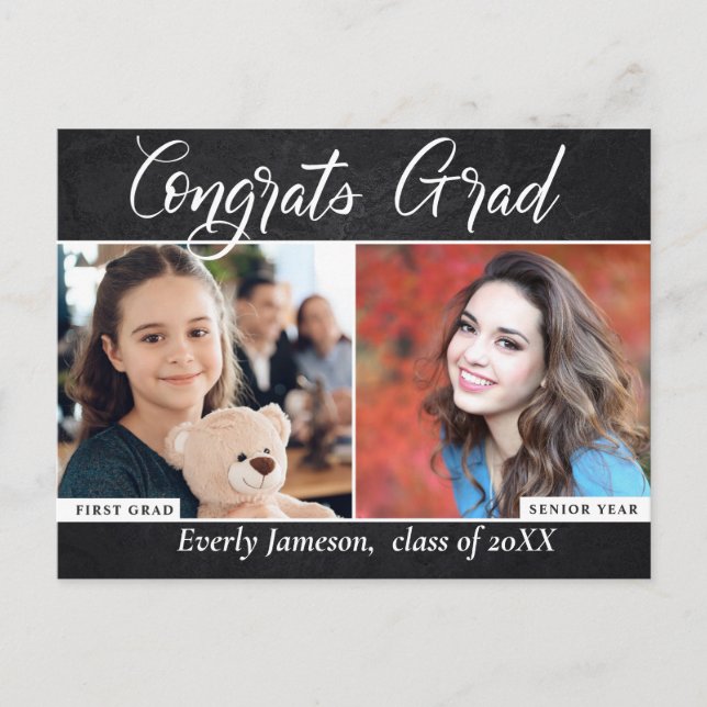 Modern Script 2 PHOTO Graduation Party Invitation (Devant)