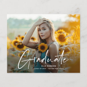 Modern Script 2 Photo Graduation Party Invitation