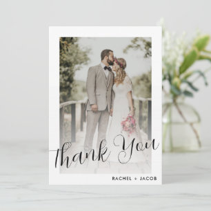 Modern Script 2-Photo Wedding Thank You Card