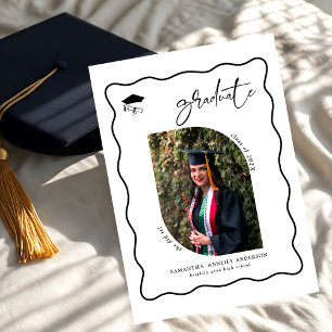 Modern Script 2 Photos Graduation Party Invitation