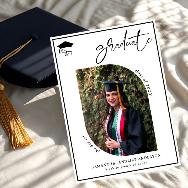 Modern Script 2 Photos Graduation Party Invitation (Creator Uploaded)