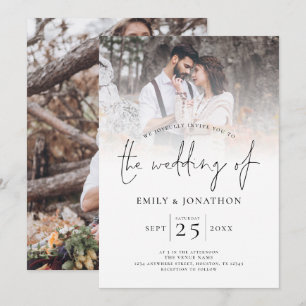 Modern Script 2 Photos Wedding Invitation