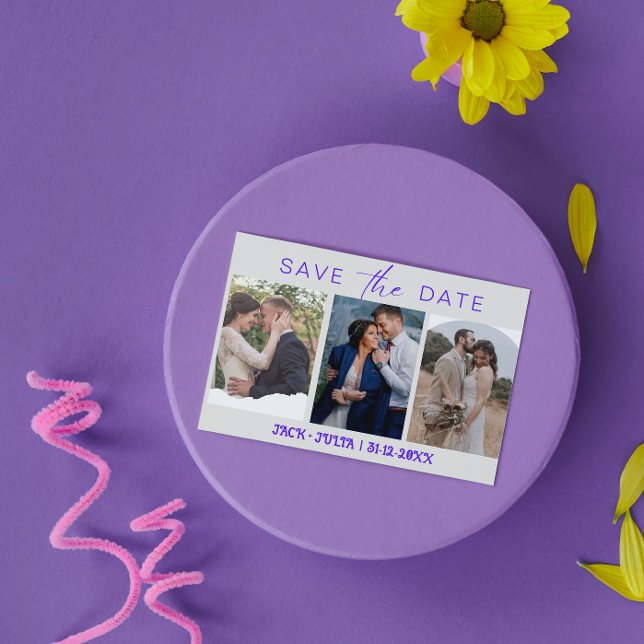Modern Script 3 Photo Templates Save the Date (Creator Uploaded)