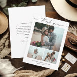 Modern Script 3 Photo Wedding Thank You Card<br><div class="desc">A Modern Script 3 Photo Wedding Thank You Card featuring a simple modern layout with minimal photo collage and typography on the front. The back had a personal message from the couple. Click the personalize button to customize this design with your photos and details.</div>