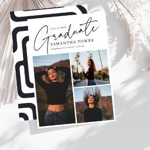 Modern Script 3 Photos Geometric Graduation Announcement