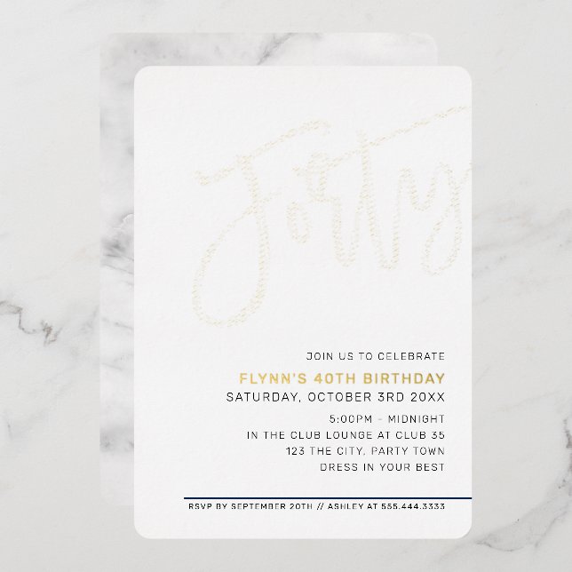 MODERN SCRIPT 40th birthday party elegant black (Front/Back)