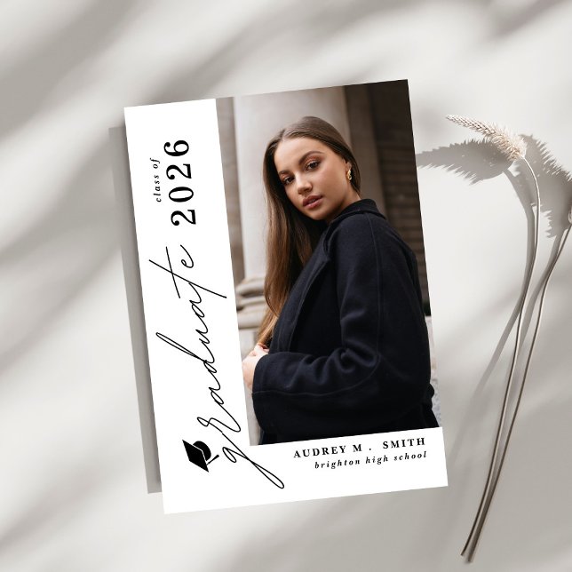 Modern Script 4 Photo Graduation Announcement (Creator Uploaded)