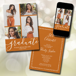 Modern Script 4 Photo Graduation Announcement