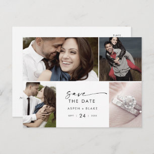 Modern Script 4 Photo Template Save the Date