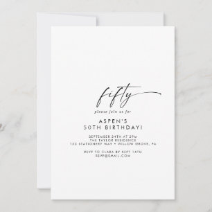 Modern Script 50th Birthday Party Invitation