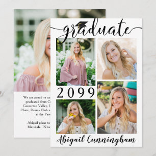 Modern Script 5 Photo Collage Graduate Announcement