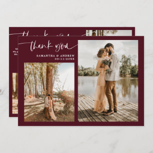 Modern script 5 photos red thank you wedding