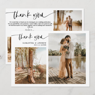 Modern script 5 photos white thank you wedding