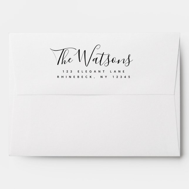 Modern Script 5 x 7 Envelopes with Return Address (Back (Top Flap))