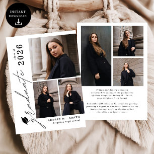 Modern Script 6 Photo Graduation Announcement