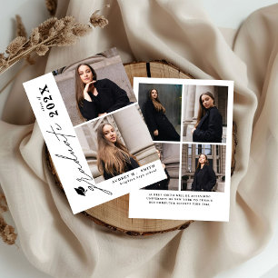 Modern Script 6 Photos Graduation Announcement