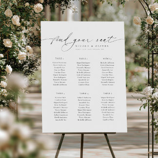 Modern Script 6 Tables Welcome Seating Chart