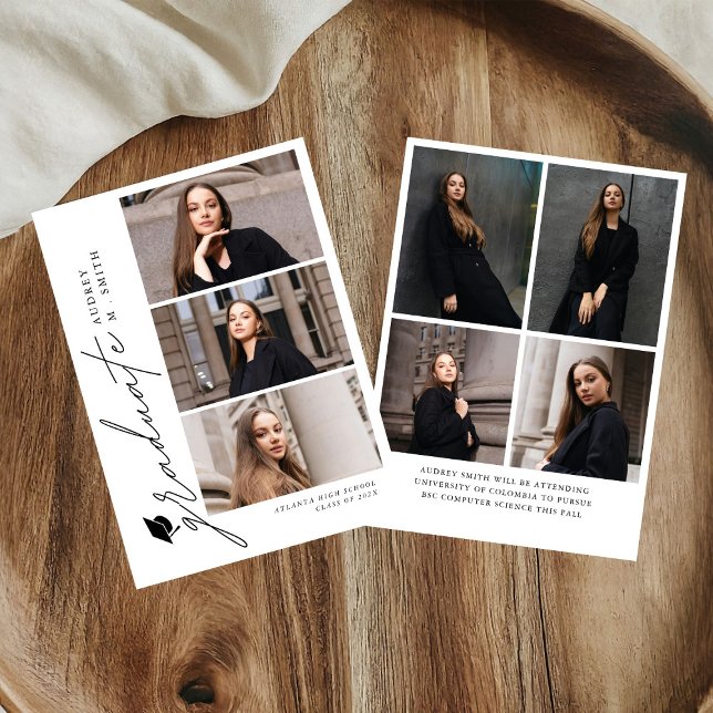 Modern Script 7  Photos Graduation Announcement (Creator Uploaded)