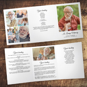 Modern Script 8-Photo Trifold Funeral Program