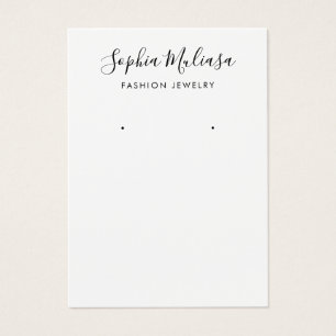 Modern script add logo white earring display card