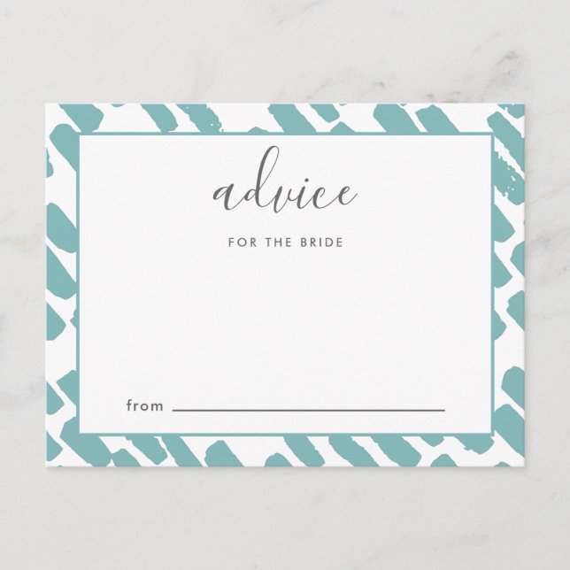 Modern Script Advice for the Bride Blue and White Card (Front)