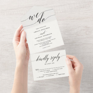 Modern Script All In One Simple Wedding Invitation