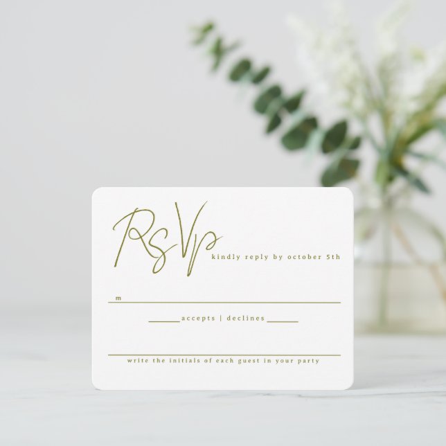 Modern Script and Dove Wedding RSVP Card (Standing Front)