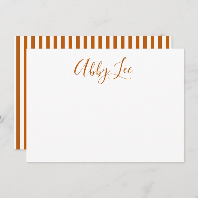 Modern Script and Stripe Stationery Thank You Card (Front/Back)