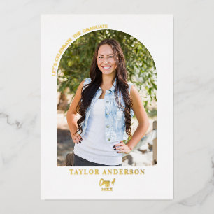 Modern Script Arch Photo Blue Graduation Party