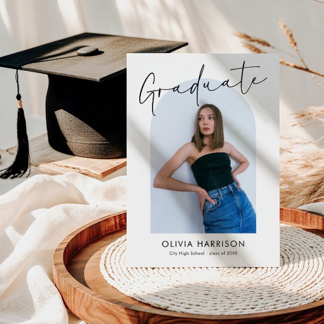 Modern Script Arch Photo Graduation Invitation (Creator Uploaded)