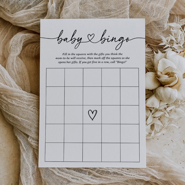 Modern Script Baby Bingo Baby Shower Game Invitation (Creator Uploaded)