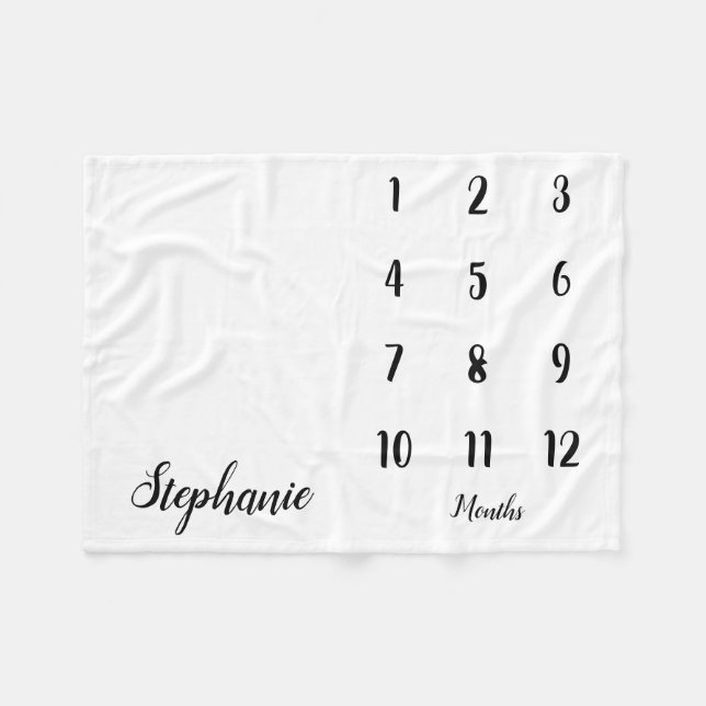 Modern Script Baby Milestone Baby Blanket (Front (Horizontal))