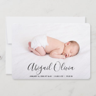 Modern Script Baby Name Photo Collage Birth Announcement