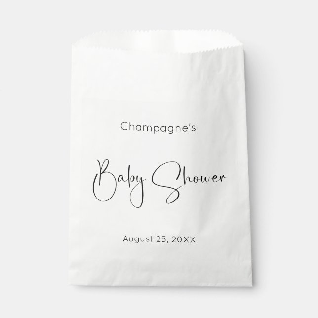 Modern Script Baby Shower Favour Bag (Front)